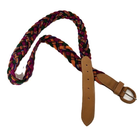 Guatemala Mexican Fabric Leather Colorful Belt Large 42-46" - Picture 8 of 8